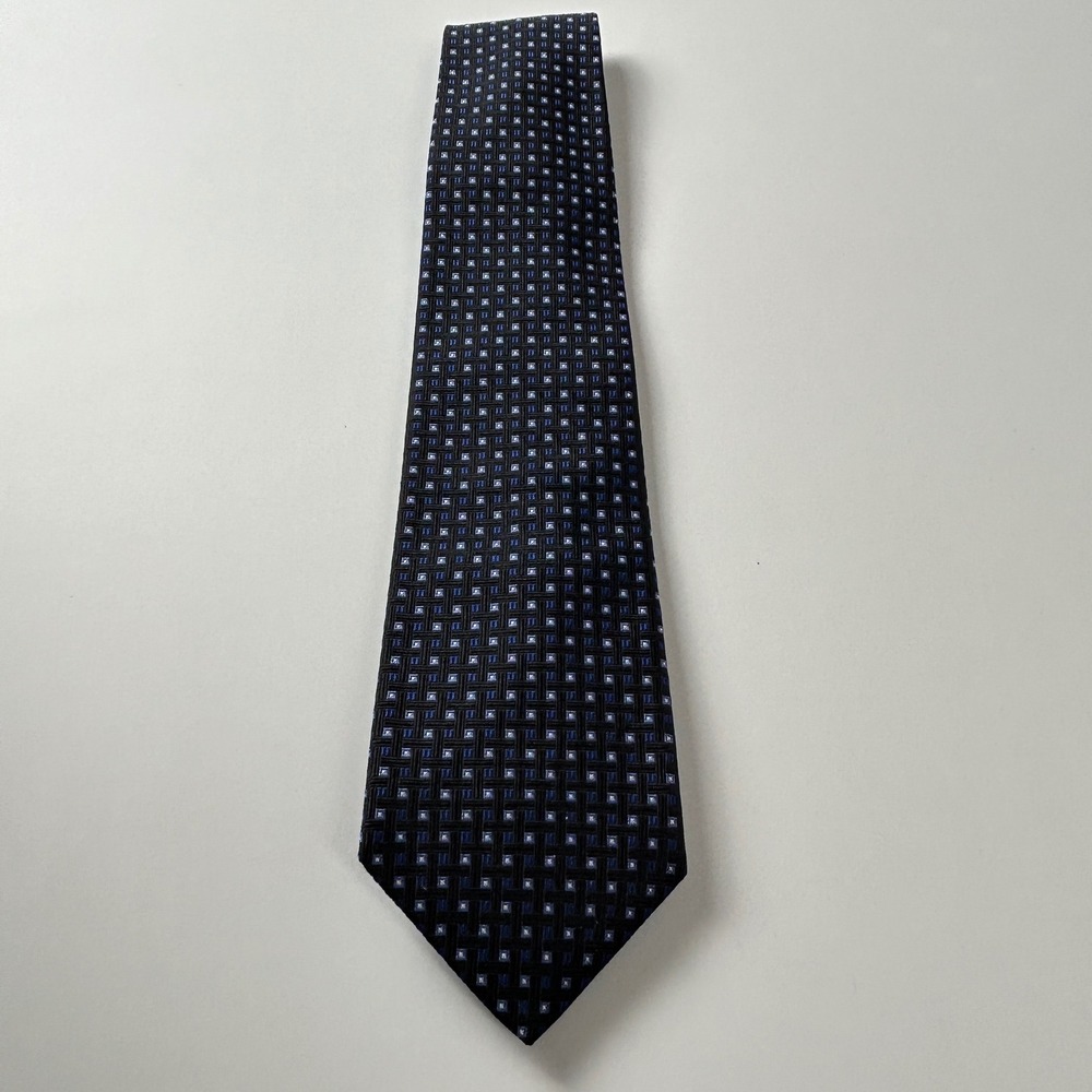 Brooks Brothers Makers Navy Geometric Basketweave Silk Tie USA